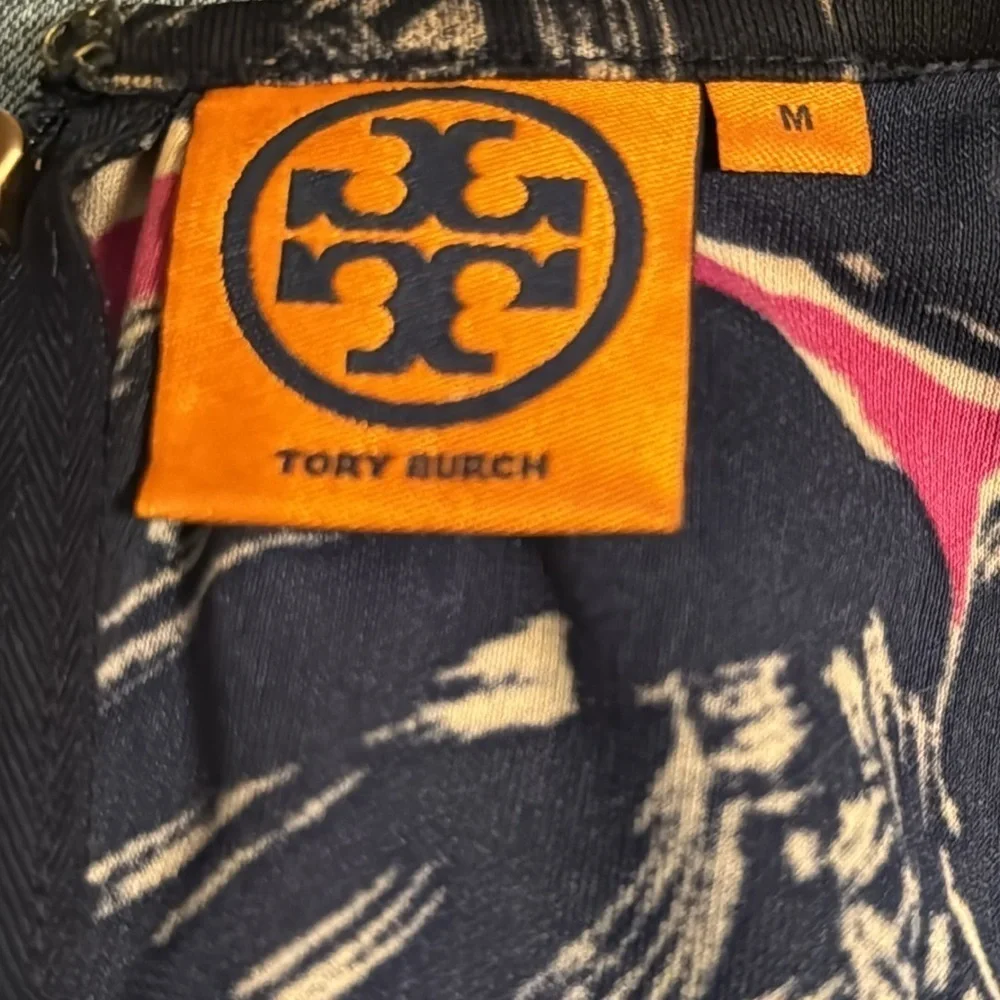 Tory Burch Flinnia blue magenta geo print sleeveless shift dress‎ Sz M